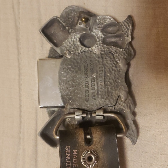 Leather belt sz34 with zippo lighter - Picture 6 of 6